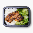 BBQ Glazed Pork Belly with Bok Choy & Steamed Rice