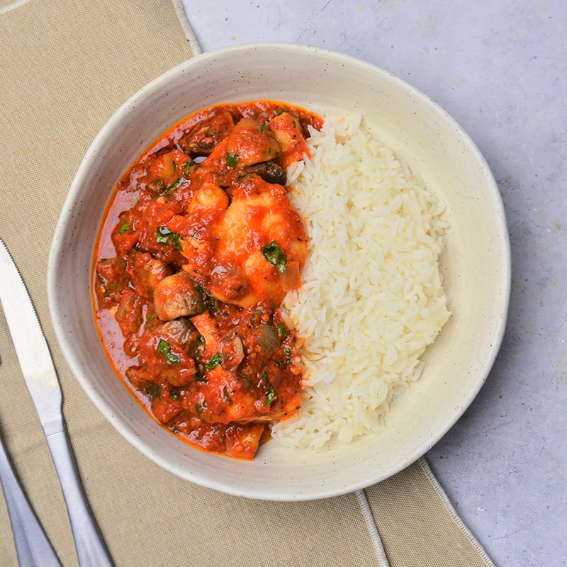 Chicken Cacciatore with Steamed Rice