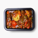 Pepper Beef Stew with Roast Chat Potatoes