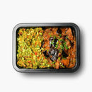 Sicilian Eggplant Stew, with Almond Broccoli Rice Salad