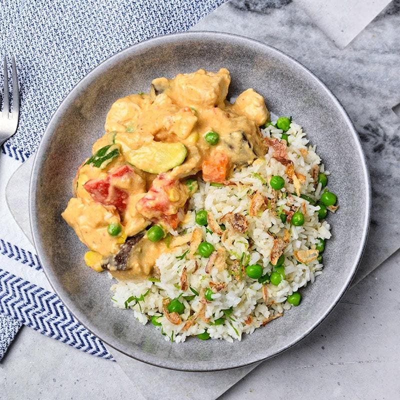 Thai Red Chicken Curry With Steamed Rice