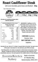 Cauliflower Steak with Carrot Skordalia & Dhakka