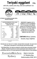 Teriyaki Eggplant with Tofu, Cashews, Bok Choy, Chilli & Cauliflower Rice